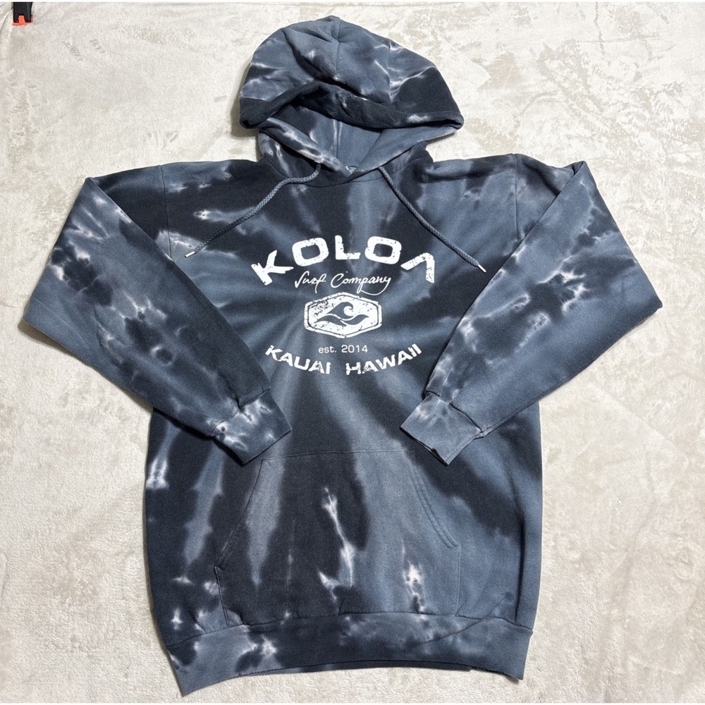 Koloa Surf Hoodie Mens Small‎ Blue Gray Tie Dye Hooded Sweatshirt